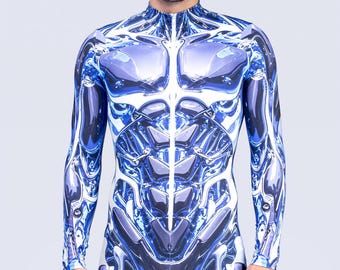 Halloween-robotkostym för män, cyberkostym för män, cosplaykläder för män, cosplaykostym för män, superhjältedräkt för män, herrkostym