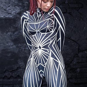 Festival Costume Women, Female Cyber Costume, Droid Costume Women, Festival Bodysuit Women, Rave Party Costumes, Festival Unique Costume