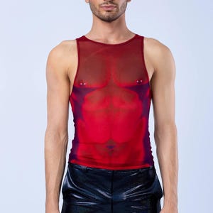Mesh Male Rave Disco Top, Transparent Pride Top, Mesh Male Pride Tank Top, Pride Sleeveless Top For Man, Festival Clothing, Male Pride Top
