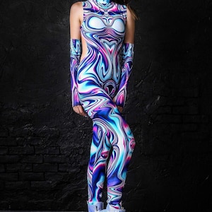Rave Catsuit for Women, Festival Bodysuit for Women, Psychedelic Catsuit, Rave Catsuit, Burning Man Catsuit, Rave Clothes Women, Rave Wear