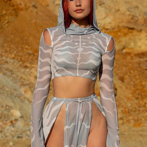 Mesh Cutout Top Women, Festival Party Top, Mesh Top For Woman, Burning Man Clothing Woman, Rave Clothing, Long Sleeve Top, Rave Outfit Woman
