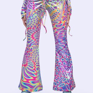 Rainbow Rave Pants Woman, Pride Pants, Festival Pants, Shiny Pants Woman, Festival Pants Woman, Disco Party Clothing Woman, Rave Outfit
