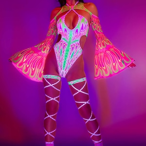 Festival Keyhole Halter Bodysuit Woman, Rave Keyhole Halter Bodysuit For Woman, Psychedelic Keyhole Bodysuit, Festival Bodysuits Woman