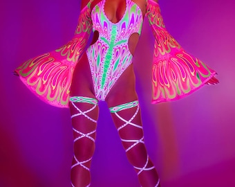 Festival Keyhole Halter Bodysuit Woman, Rave Keyhole Halter Bodysuit For Woman, Psychedelic Keyhole Bodysuit, Festival Bodysuits Woman