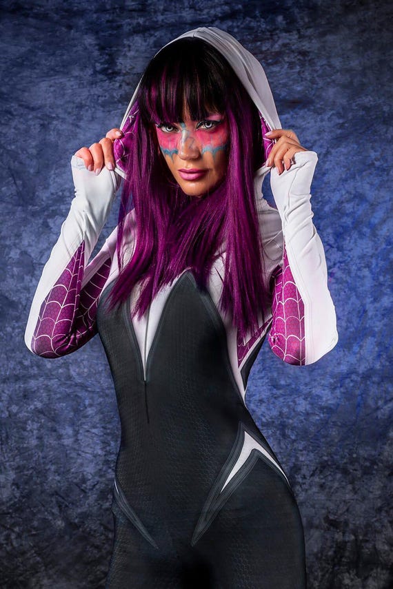 Spider Gwen Costume, Spider Women Costume, Gwen Stacy Costume, Halloween Costume Women, Superhero Bodysuit Women, Halloween Jumpsuit Women