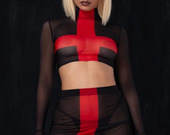 Festival Minimal Mesh Top, See Through Top, Festival Mesh Crop Top, Transparent Top, Long Sleeve Rave Top, Womens Festival Sexy Mesh Top