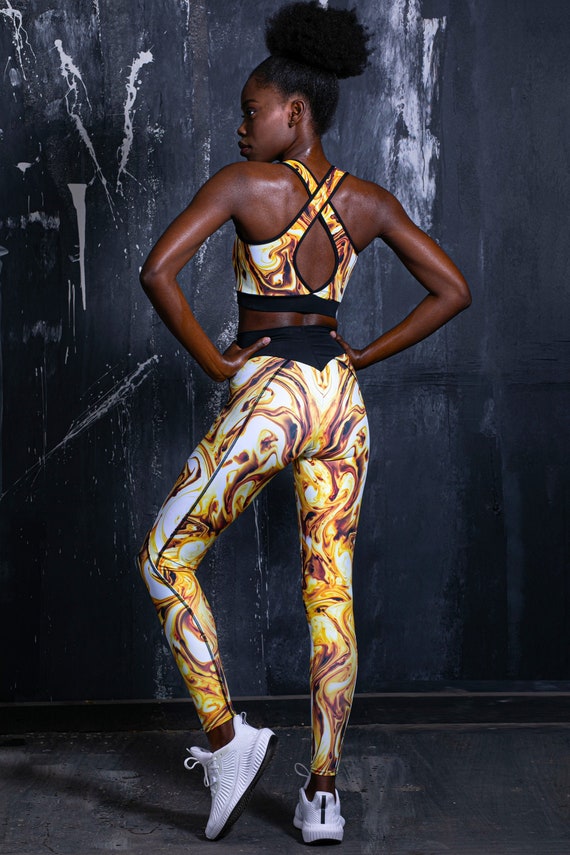 Golden Workout Set Yellow Yoga Pants 