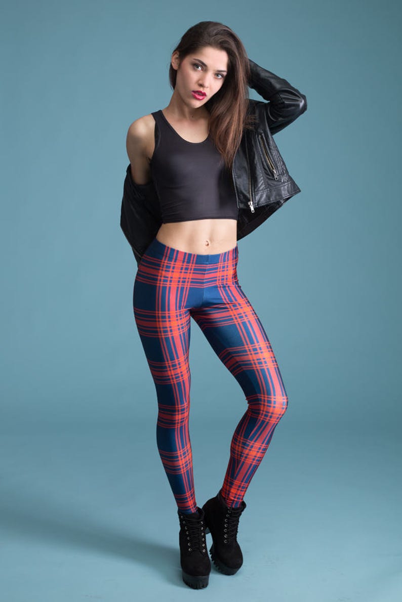 Red Leggings Tartan Leggings Punk Clothing Stretch Pants - Etsy