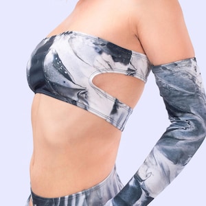 Psychedelic Cutout Tube Top, Festival Sexy Top, Festival Crop Top, Pole Wear Festival Clothing, Performance Trippy Rave Top, Disco Party Top