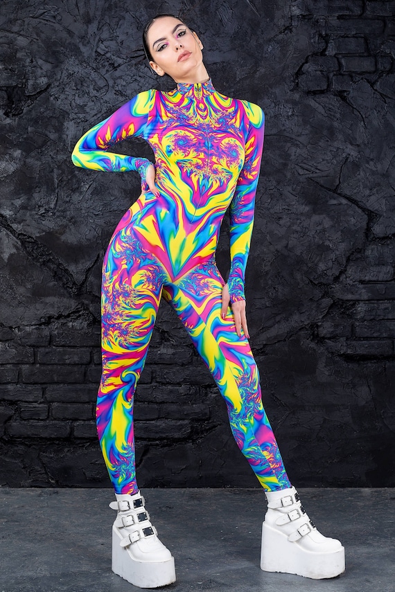 Festival Bodysuit, Psychedelic Clothing, Rave Outfit Woman