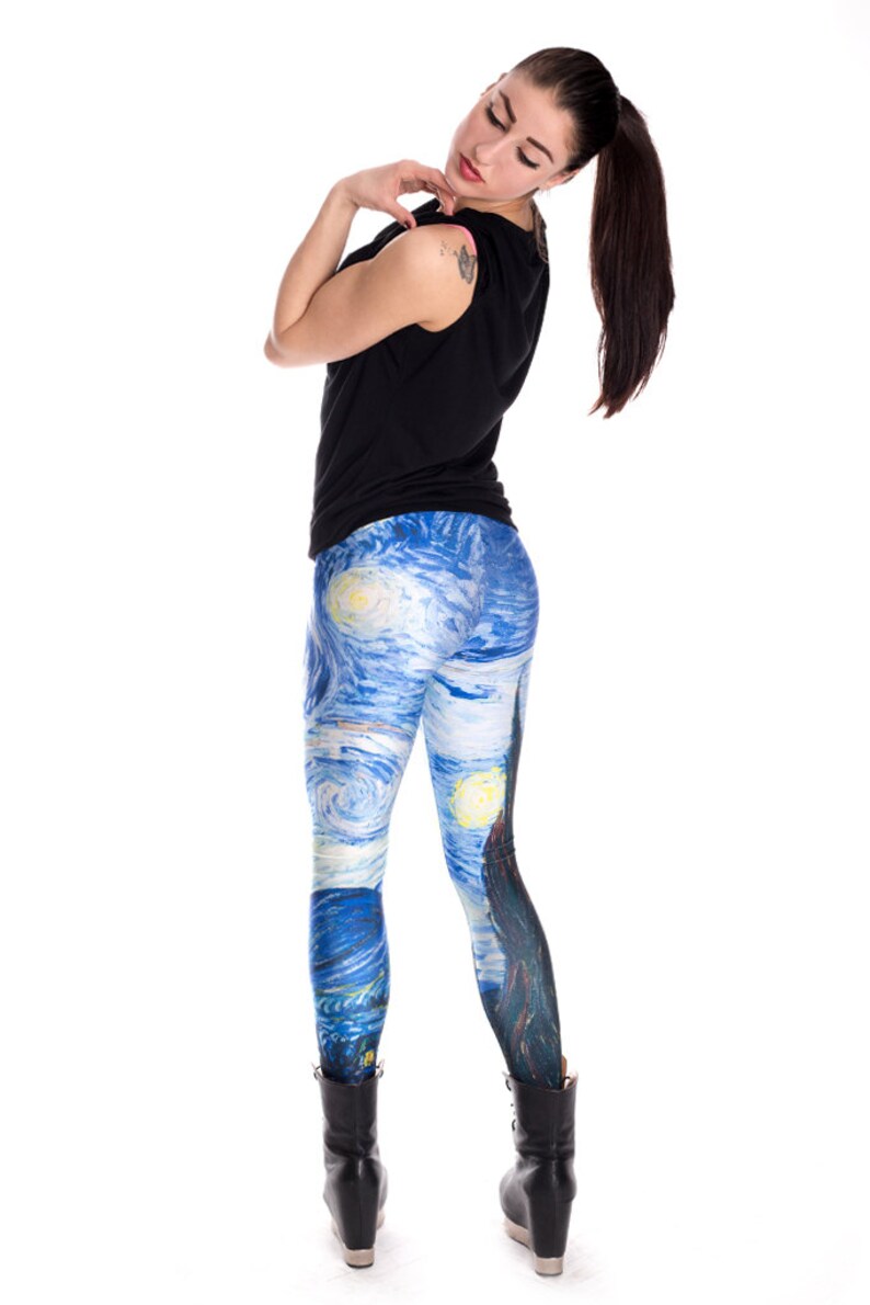 Tie Dye Leggings Blue Leggings Wearable Art Cloud Leggings Etsy