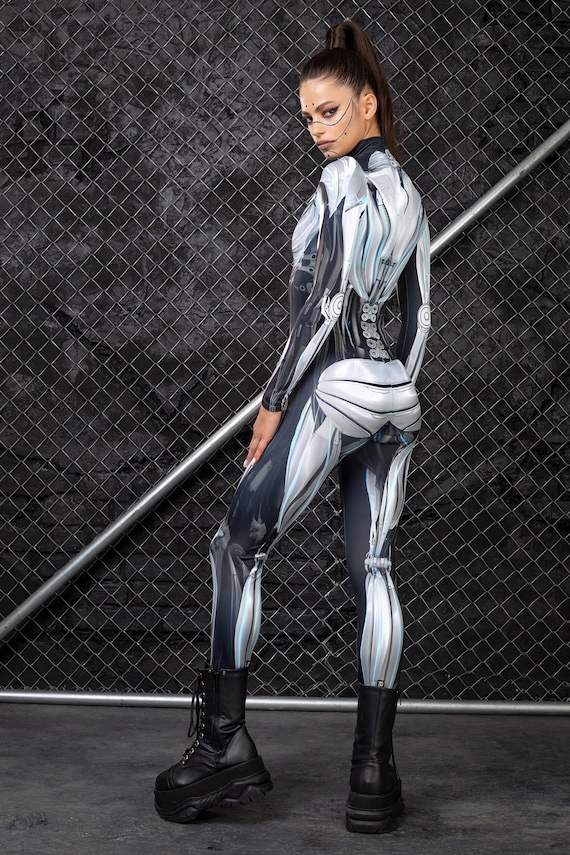 Sexy Cosplay Costume Women, Halloween Costume Women, Sexy Halloween Bodysuit,  Robot Halloween Catsuit, Festival Clothing, Cyberpunk Clothing 