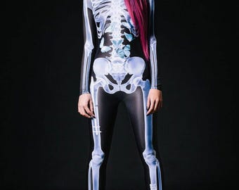 Skeleton Bodysuit, Skeleton Costume Women, Costumes for Women, Halloween Costume, Halloween Costumes Women, Skeleton Catsuit, Scary Costume