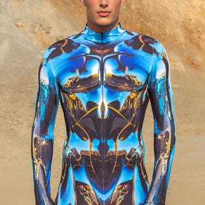 Cyber Costume For Men, Robot Bodysuit Men, Festival Outfit, Burning Man Rave Clothing, Futuristic Costume Men, Cyberpunk Festival Catsuit