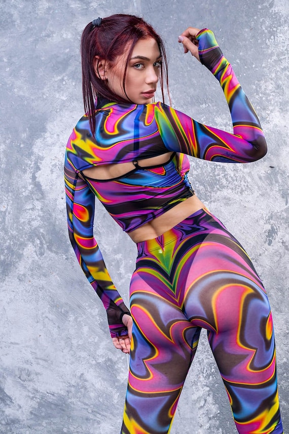 Psychedelic Mesh Leggings, Transparent Leggings, Fishnet Leggings