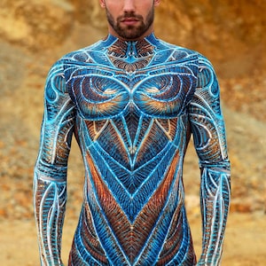 Rave Bodysuit Man, Party Male Bodysuit, Festival Costume, Rave Outfit Man, Burning Man Costume, Psychedelic Male Costume, Rave Clothing Men