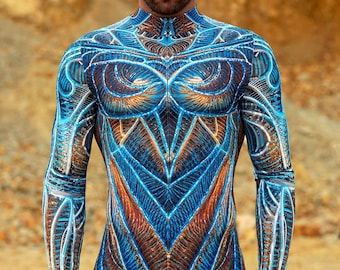 Rave Bodysuit Man, Party Male Bodysuit, Festival Costume, Rave Outfit Man, Burning Man Costume, Psychedelic Male Costume, Rave Clothing Men