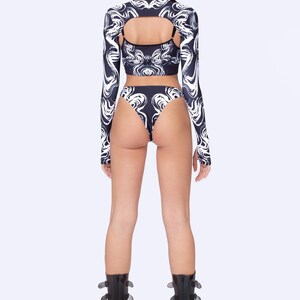 Festival Sexy Top, Pool Party Top, Psychedelic Rave Two Piece O-Ring Top, Rave Disco Top, Burning Man Clothing , Trippy Festival Woman Top