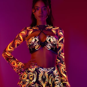 Festival Top Woman, Rave Halter Top, Festival Top, Ruched Cut-out Top, Rave Outfit Woman, Party Cutout Top, Disco Mesh Shrug Woman, Crop Top