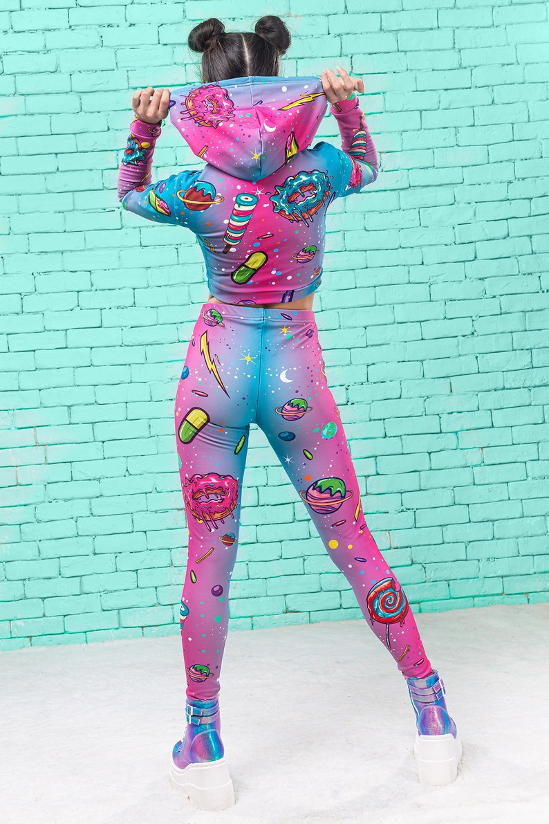 Pink Leggings Women Printed Leggings Pastel Leggings Festival Leggings Blue Leggings Boho Leggings Kawaii Clothing Candy Leggings
