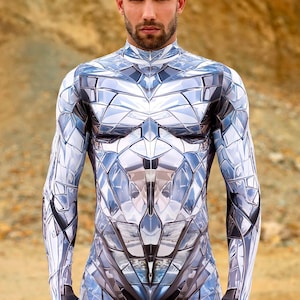 Rave Costume Man, Festival Costume, Rave Outfit Men, Burning Man Bodysuit, Disco Male Costume, Performance Male Bodysuit, Rave Clothing Men