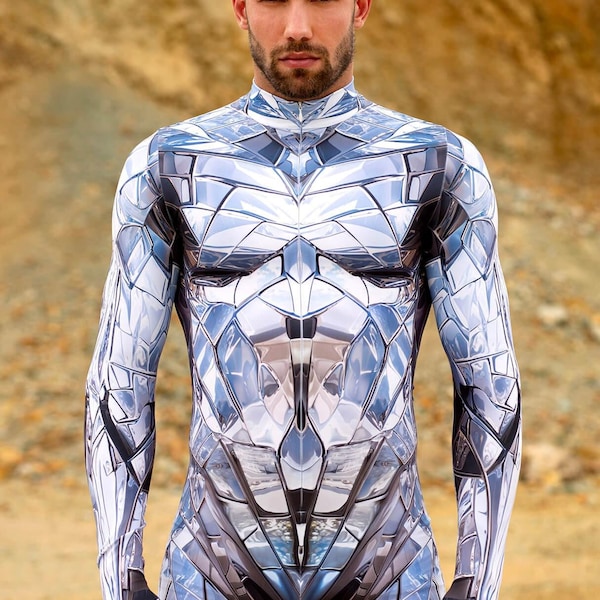 Costume da rave per uomo, costume da festival, outfit da rave per uomo, body Burning Man, costume da discoteca per uomo, body da performance per uomo, abbigliamento da rave per uomo
