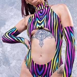 Rave Outfit, Rave Leotard, Rave Catsuit, Festival Catsuit, Sexy Catsuit, Festival Clothing Woman, Festival Leotard, Psy Festival Bodysuit