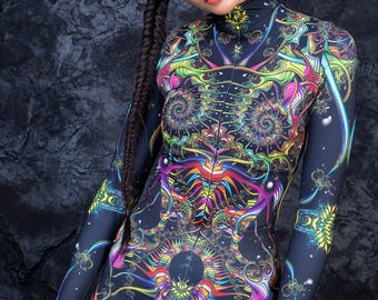 Festival Bodysuit, Rave Outfit, Psychedelische Kleidung, Rave Bodysuit, Burning Man Kostüm, Festival Outfit, Psy Kleidung, Rave Wear,