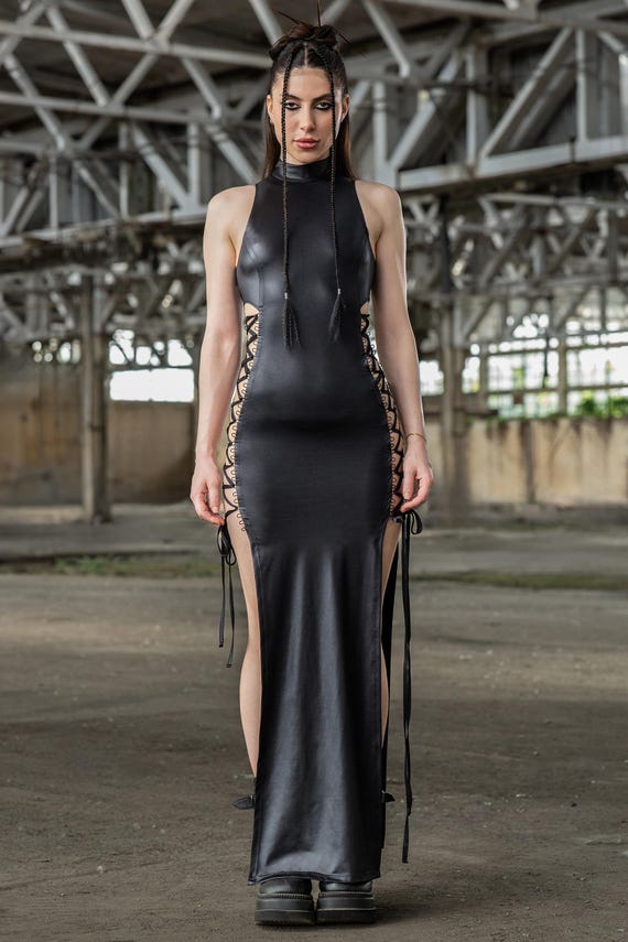 Festival Long Dress Woman, Black Sexy Dress for Woman, Rave Party Dress, Festival Sexy Outfit Woman, Sexy Women Dress, Rave Dress for Woman