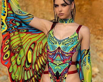 Rave Bodysuit, Burning Man Costume, Party Bodysuit, Rave Outfit, Festival Clothing Woman, Festival Outfit, Rave Clothing, Festival Clothes
