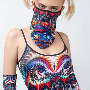 Festival Bandana Mask, Psychedelic Bandana Mask, Bandana Face Mask Asults, Bandana Face Scarf, Cool Face Mask, Designer Bandana Face Mask