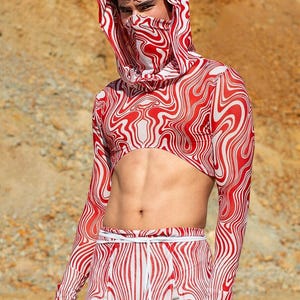 Male Rave Shrug Top, Party Top Men, Festival Party Top, Festival Mesh Hooded Top, Festival Clothing Man, Burning Man Top, Rave Outfit Man