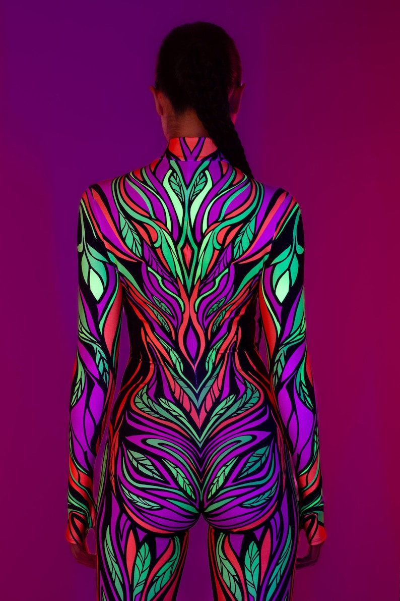 Rave Bodysuit Women, UV Light Reactive Costume, Festival Disco Costume ...
