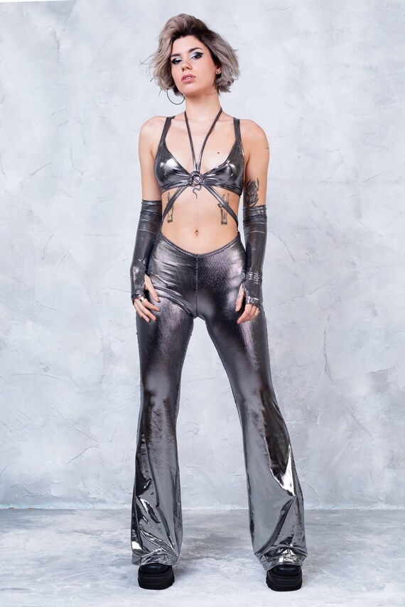 Metallic jumpsuit costume sales
