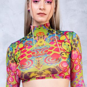 Mesh Top Woman, Long Sleeve Top, See Through Top, Rave Mesh Top, Mesh Crop Top, Transparent Top, Festival Mesh Top, Festival Top, Rave Wear