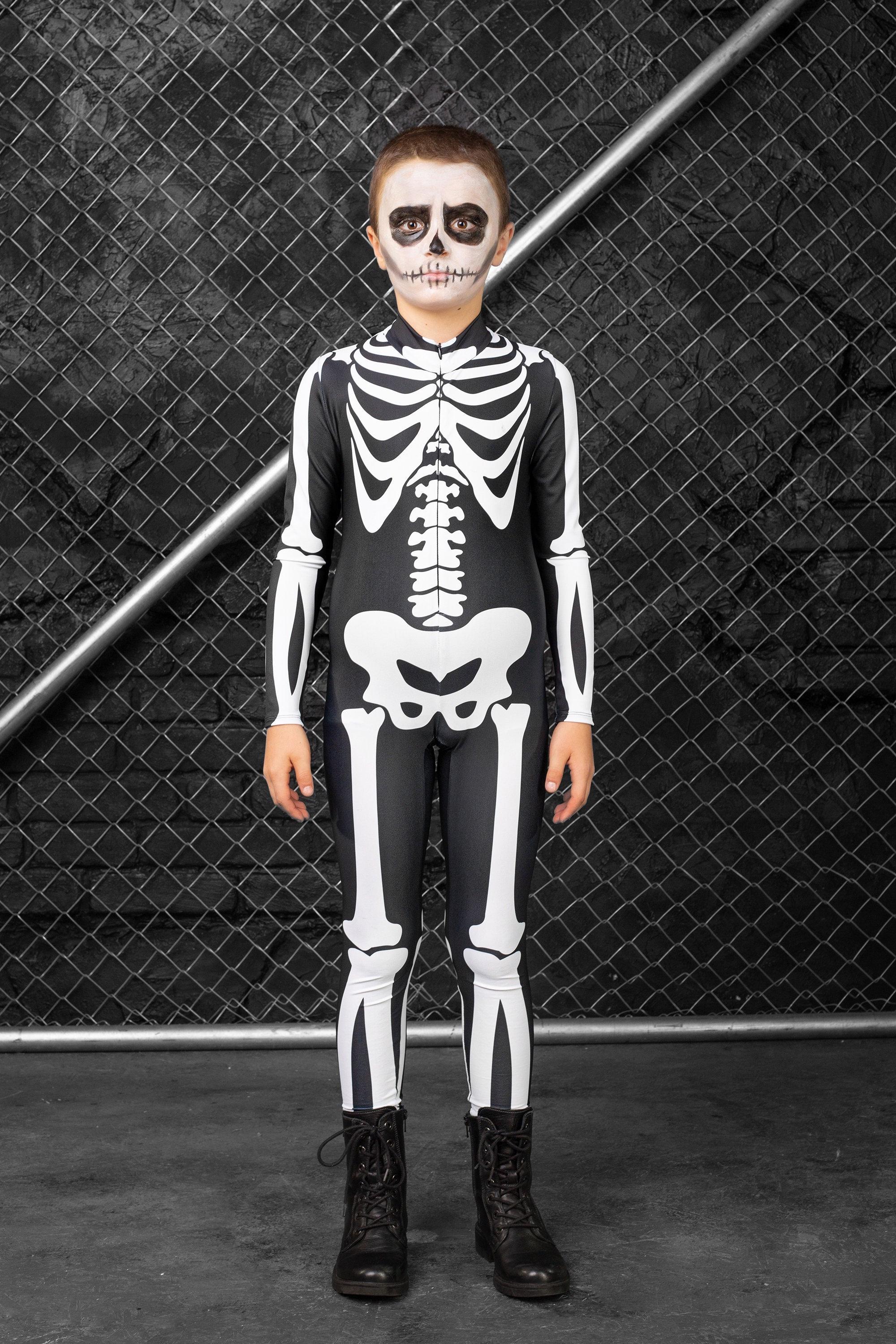 Halloween Costume Scheletro Bambino, Migliori Costumi Halloween Bambini, Costume Halloween Bambino, Halloween Decorazioni Costume Scheletro,per Bambini 8-15 Anni Cosplay Feste