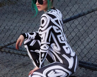 Rave Bodysuit, Festival Bodysuit, Rave Outfit, Rave Kleidung, Burning Man Kleidung, Damen Bodysuit, Tribal Bodysuit, Rave Kostüm Damen