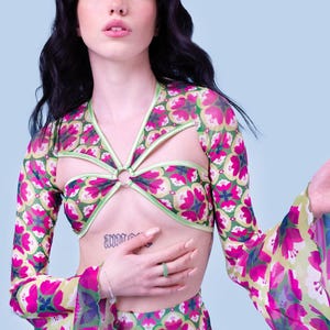 Transparent Cut Out Women, Mesh Disco Crop Top, Mesh Rave Cut Out Top Women, Festival Disco Clothes Women, Hippie Outfit Set, Crop Top Women