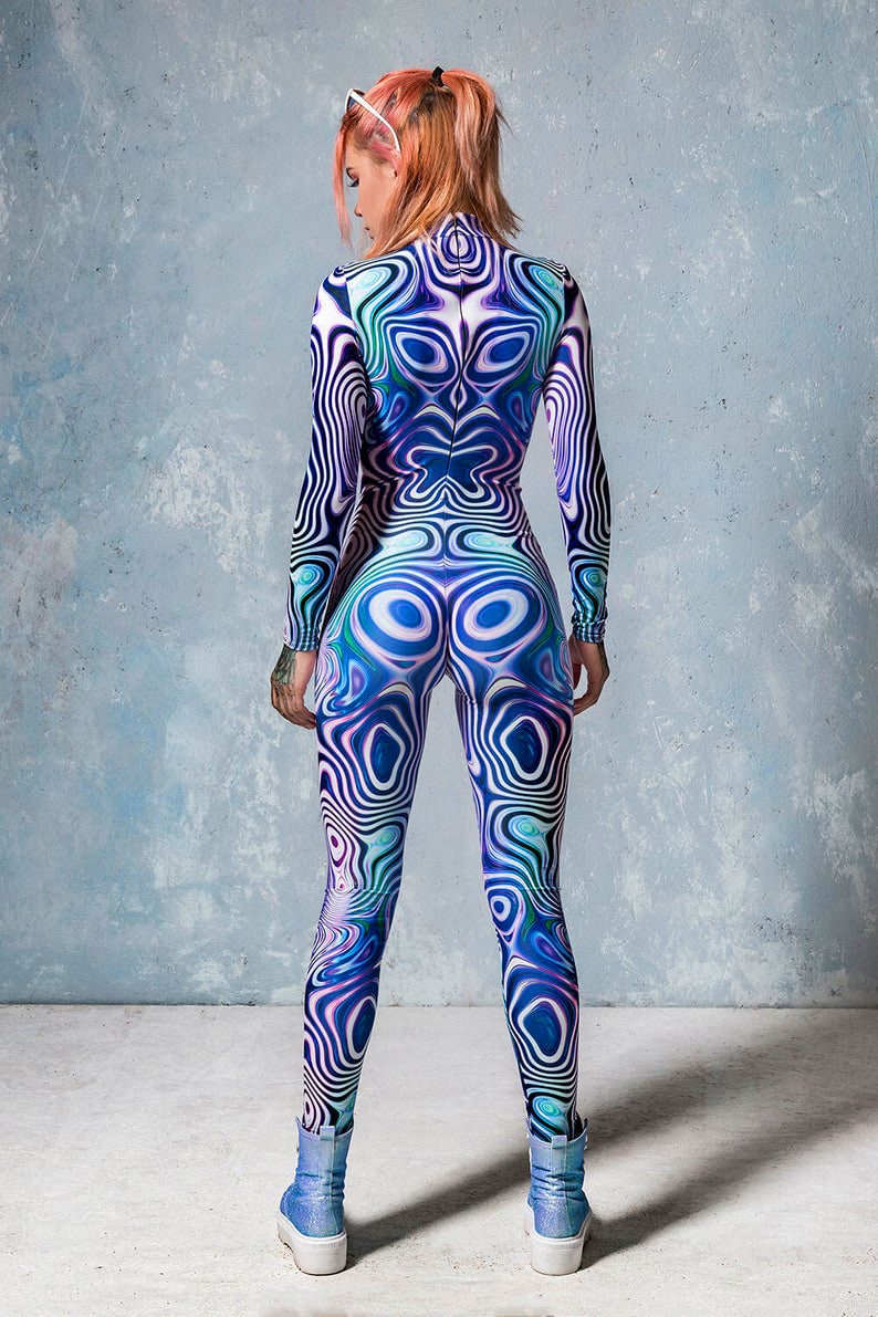 Festival Clothing Women, Burning Man Clothing Women, Rave Clothing, Festival Bodysuit, Rave Outfit, Sexy Rave Bodysuit, Psychedelic Clothing image 2