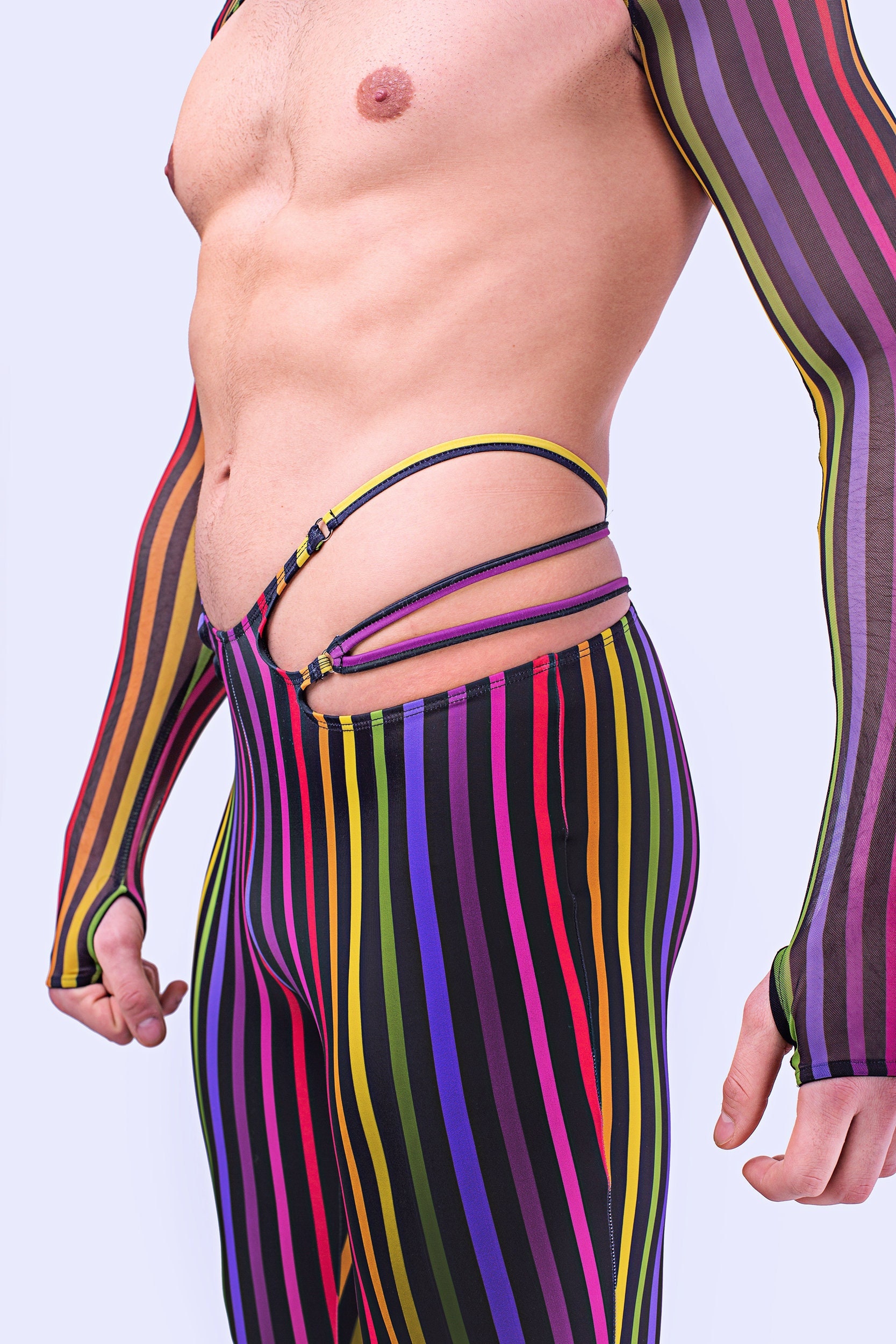 Rainbow Pride Striped Meggings for Men Activewear Leggings LGBT