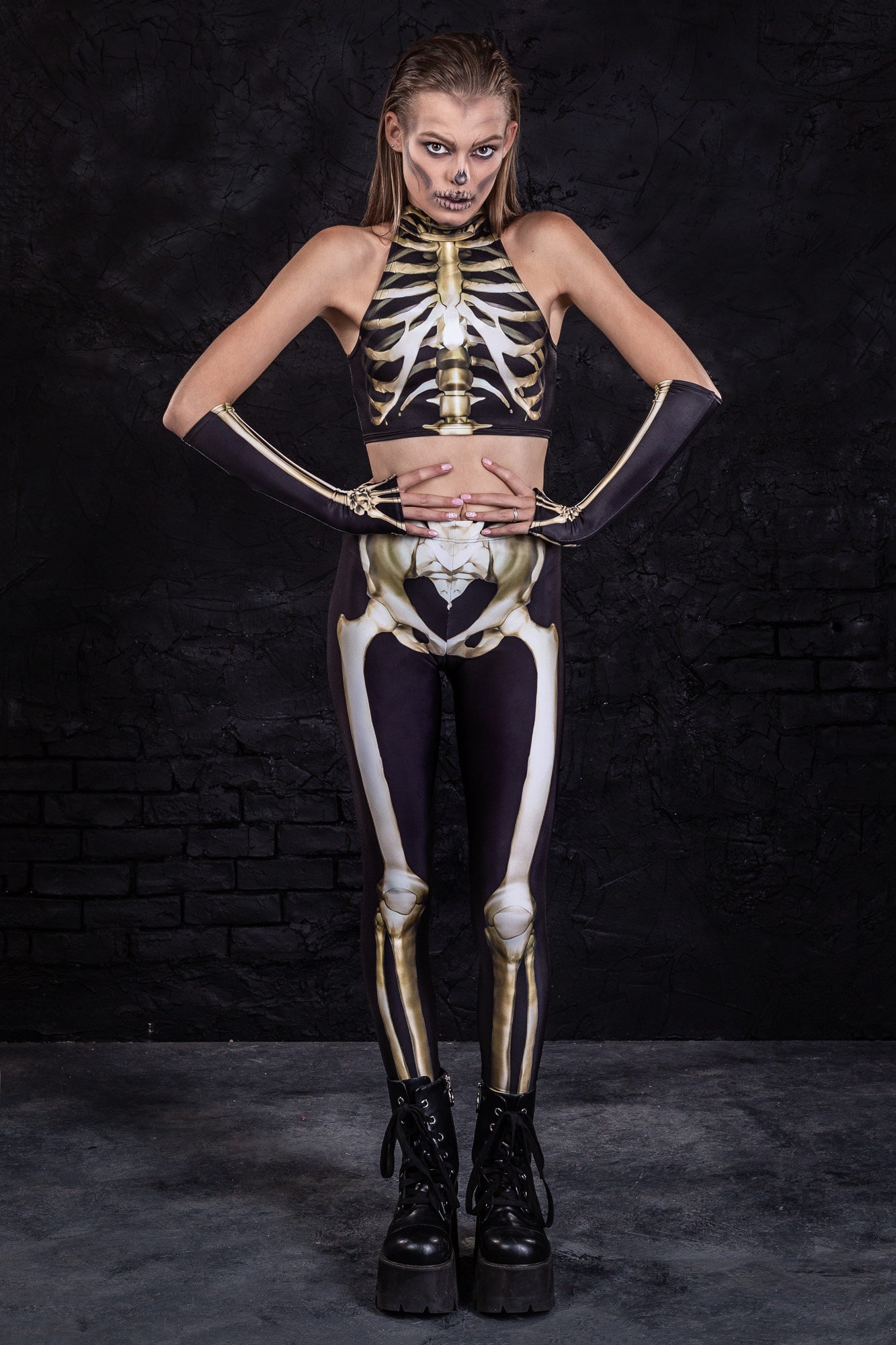 tight patterned flare pants