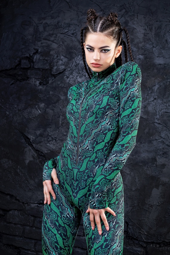 Snake Print Costume Women, Festival Clothes, Festival Bodysuit