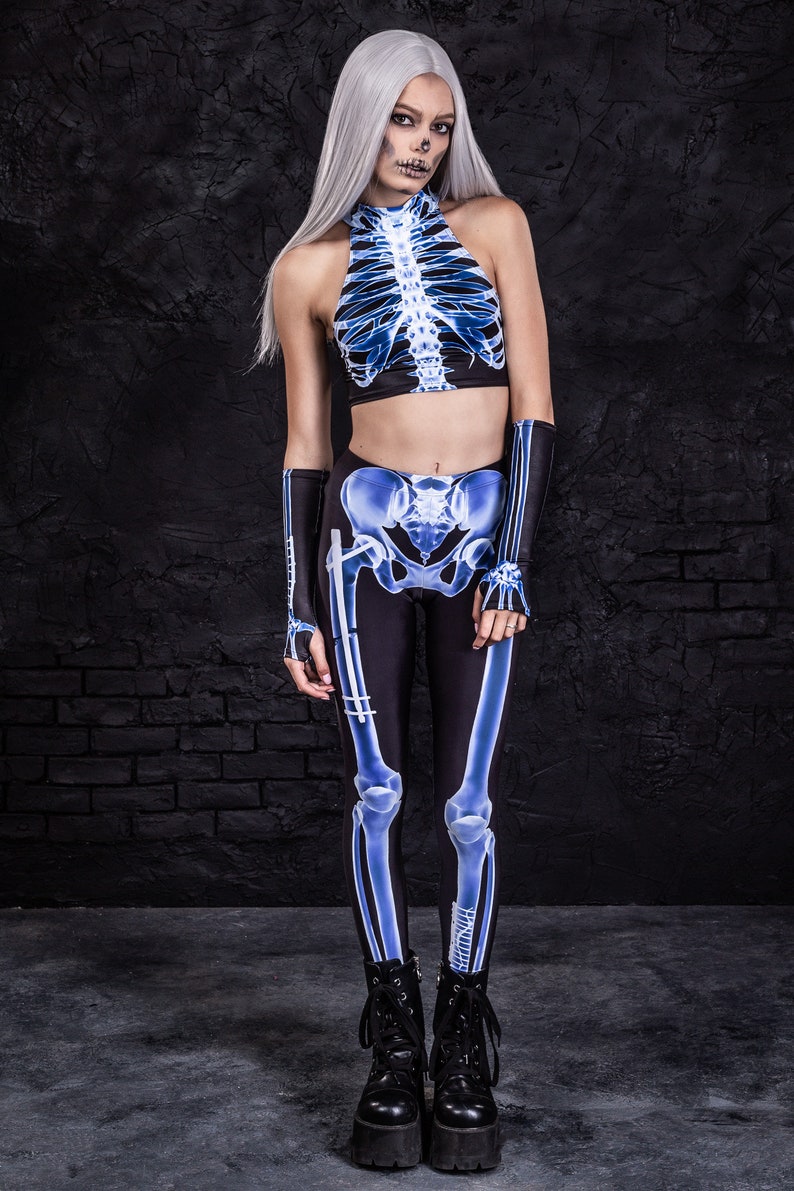 Glow in the Dark Skeleton Costume Woman Skeleton Leggings Etsy