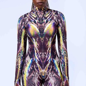 Rave Bodysuit Woman, Rave Costume For Women, Psychedelic Clothing, Performance Costume, Rave Outfit, Bodysuit Woman, Festival Costume Woman