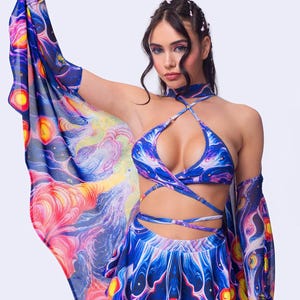 Micro Triangle Top, Pink Rave Outfit, Festival Wrapped Top Woman, Fairy Rave Outfit Woman, Festival Clothing, Women Rave Outfit, Rave Wea