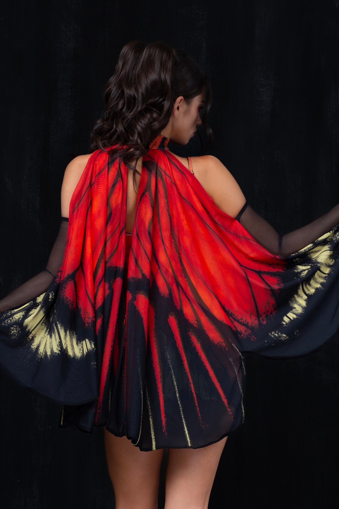 Mischievous Fairy Glitter Mini Dress with Wings