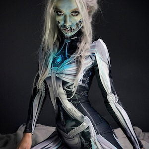 Cyborg Costume, Cosplay Costume Women, Cyberpunk Costume, Festival Costume Women, Badinka Bodysuit, Steampunk Clothing, Scary Robot Costume