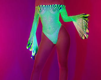 Neon Rave Clothing, Rave Outfit, Festival Outfit Women, UV Light Bodysuit, Sexy Bodysuit, Party Festival Leotard, Festival Bodysuit Woman