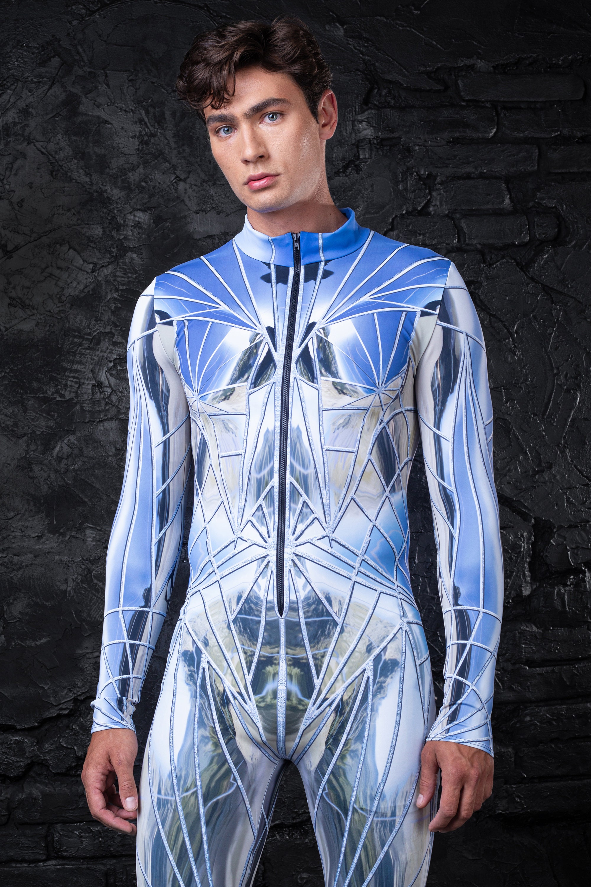 Mannelijk bodysuit bodysuit kostuum mannen rave kleding - Etsy Nederland