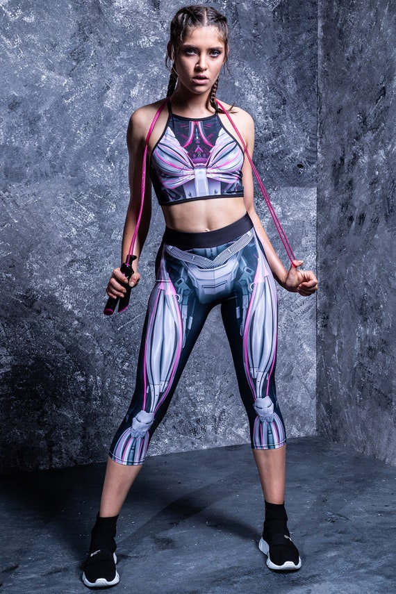 Robot Capri Leggings Workout Capri Pants Cyberpunk Costume | Etsy